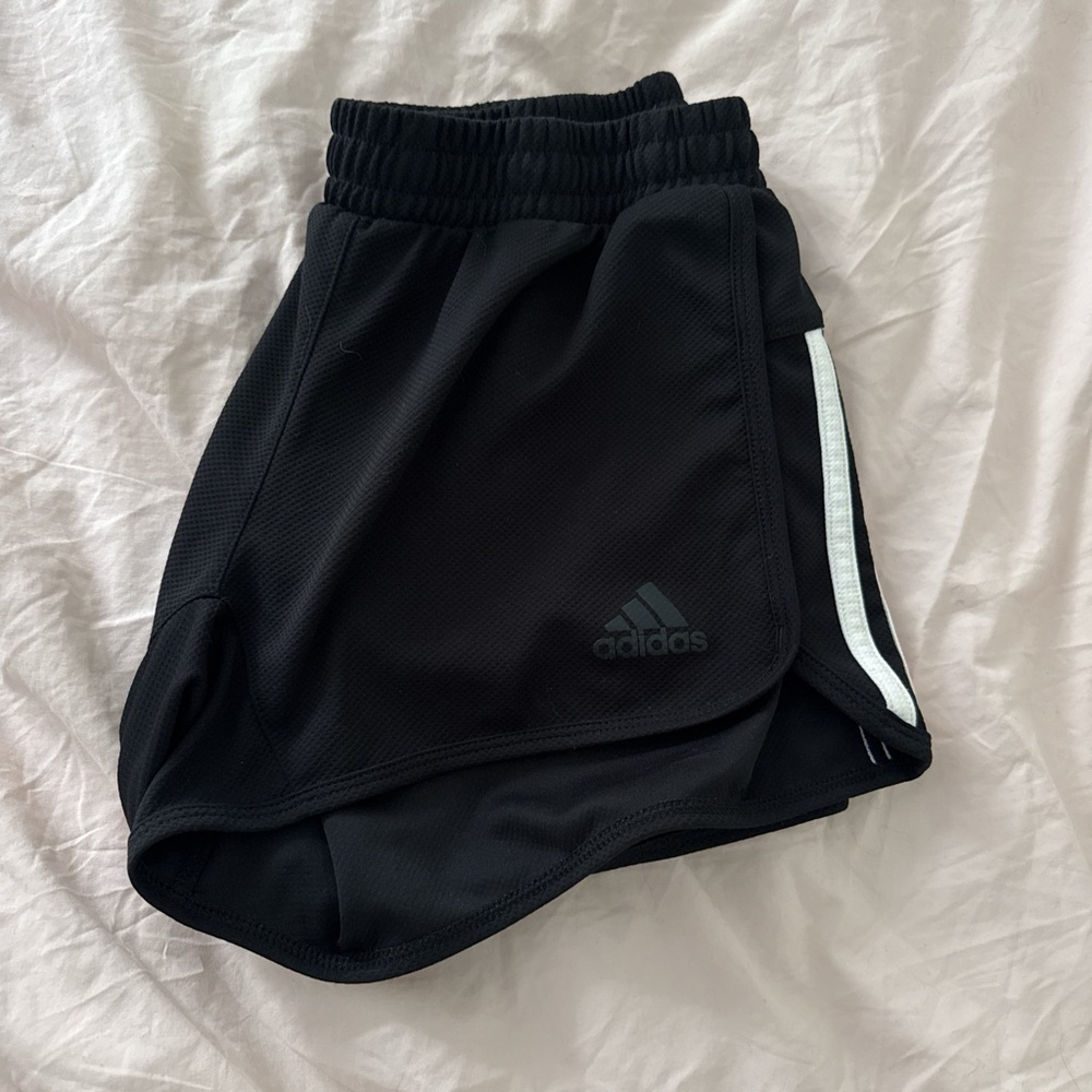 adidas Women's Black Athletic Shorts with White Side Stripe